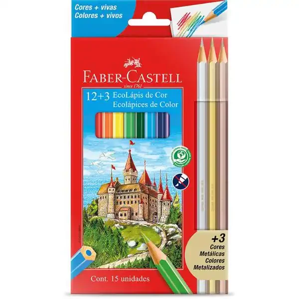 LAPIS DE COR 15 CORES METALICAS FABER CASTELL