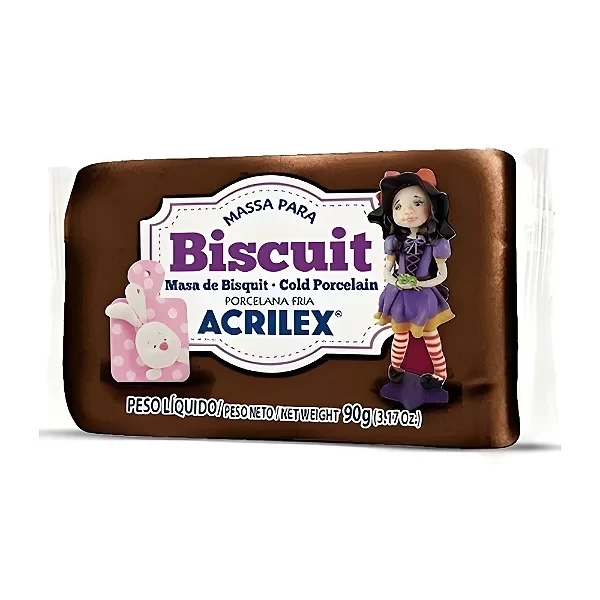 MASSA P/ BISCUIT 90G MARROM ACRILEX