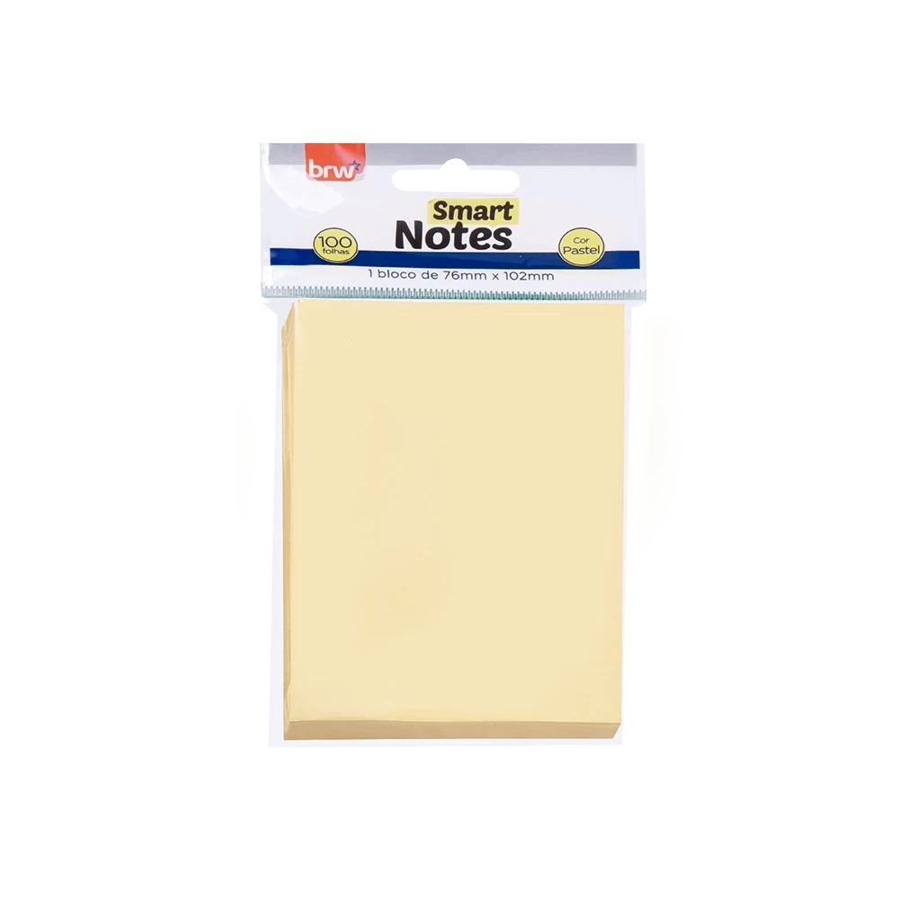 BLOCO ANOTACAO ADESIVO 76X102 AMARELO PASTEL BRW