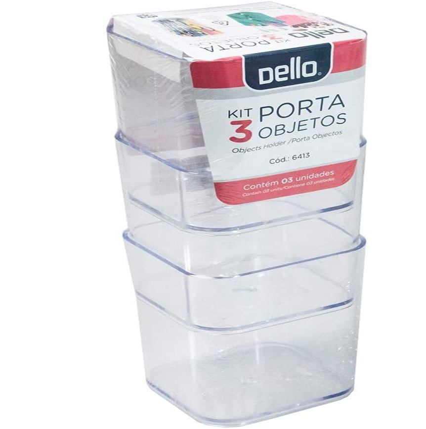 Kit Com 3 Porta Objetos Cristal Dello