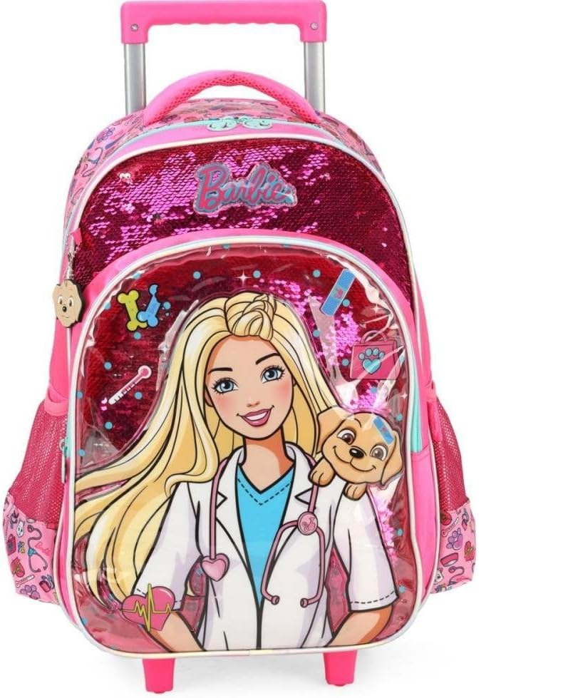 Mochila Rodinha Barbie Rosa Luxcel