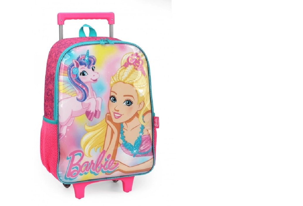 Mochila Rodinha Barbie Rosa Luxcel