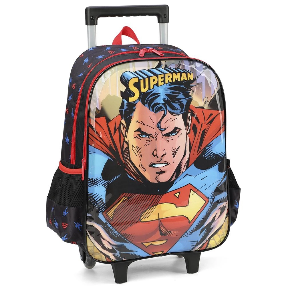 Mochila Rodinha Super Man Preto Luxcel