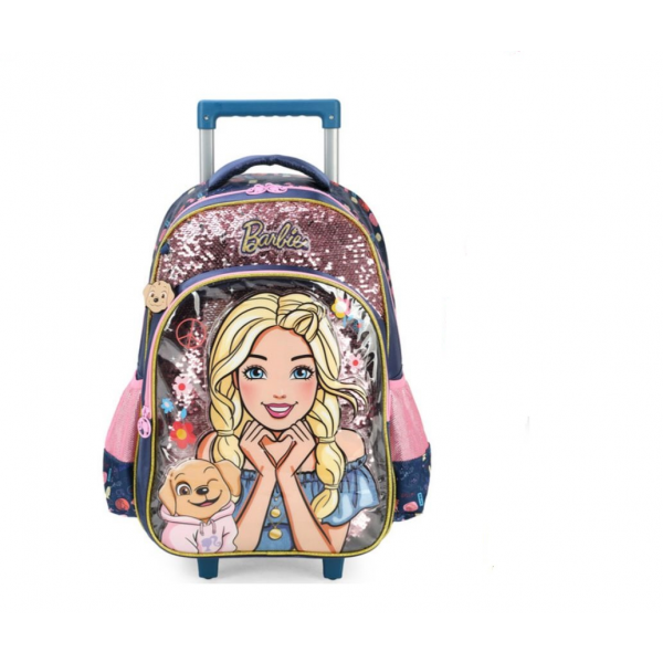 Mochila Rodinha Barbie Azul Luxcel