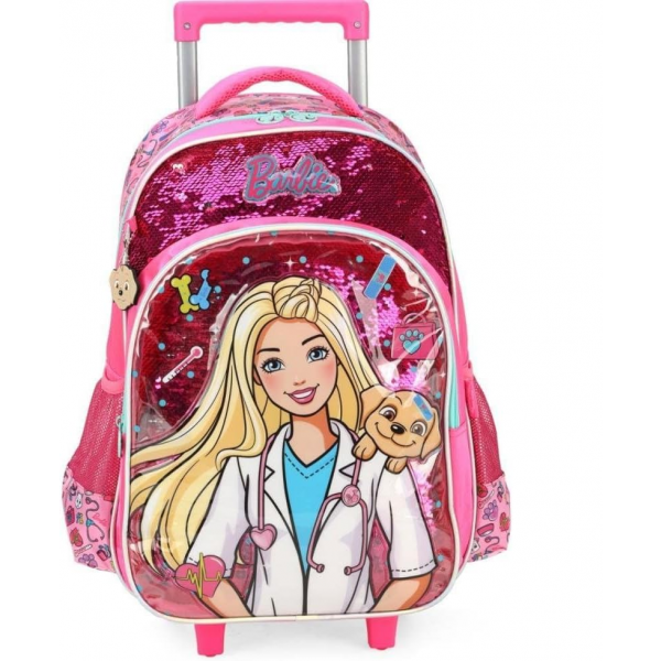 Mochila Rodinha Barbie Rosa Luxcel