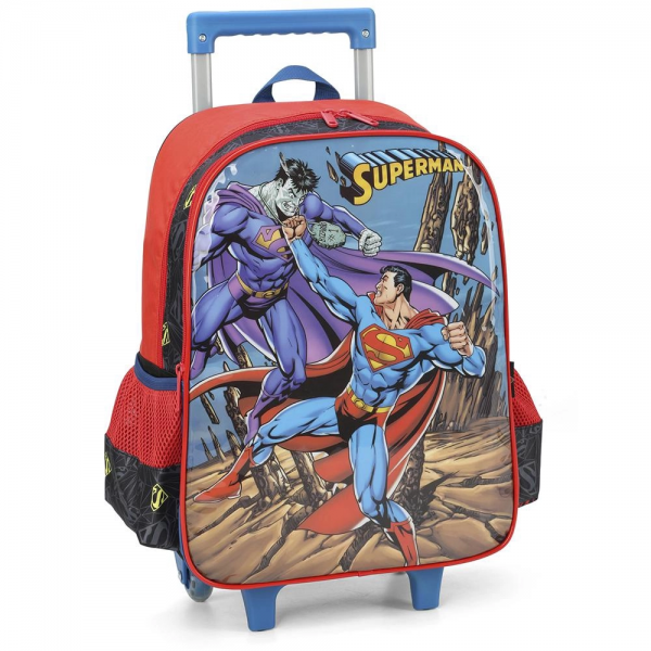 Mochila Rodinha Super Man Azul Luxcel