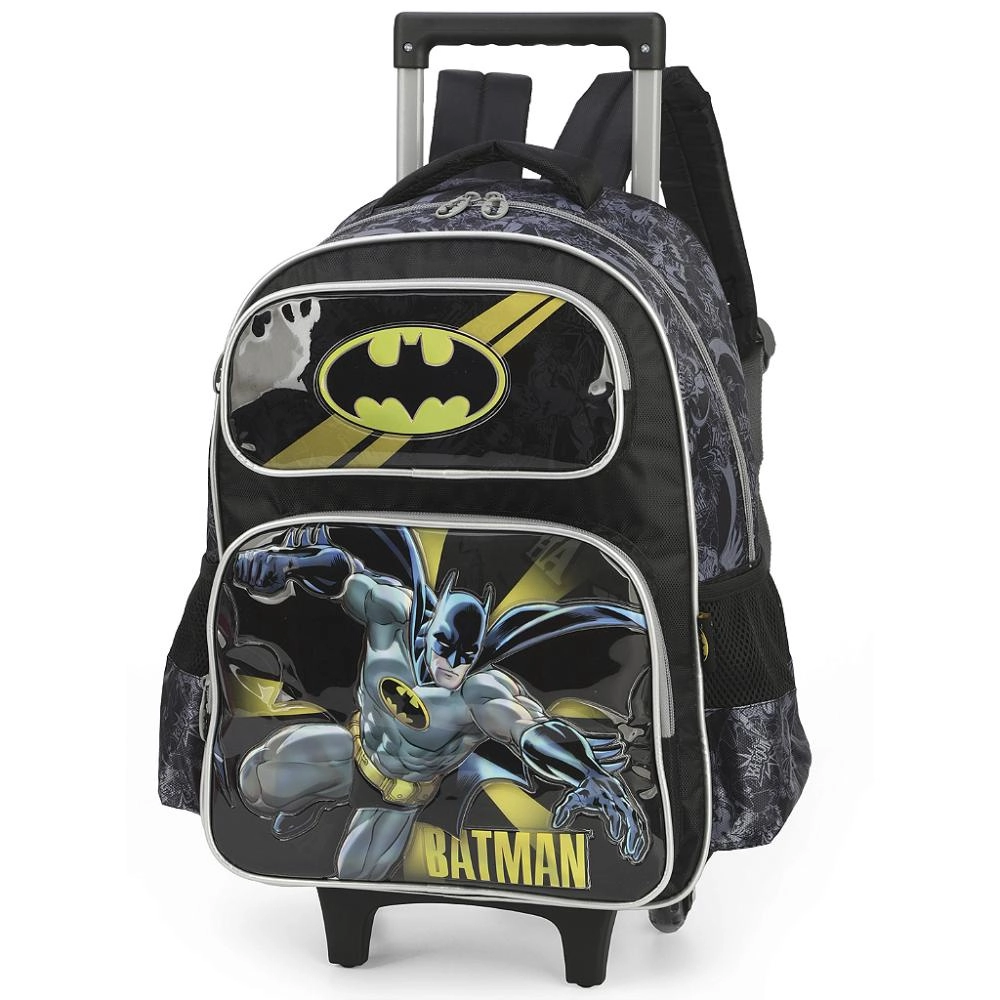 Mochila Rodinha Batman Cinza C/ Brinde Mascara Luxcel